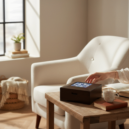 Çinili Ahşap Kutu 10x10 El Yapımı Çini Karolu 05