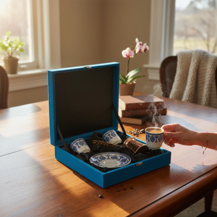 İkili Cezveli Kahve Fincan Seti Altın Yaldız Dekor 01 -T