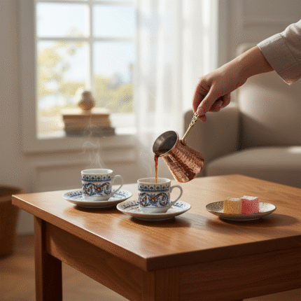 İkili Cezveli Kahve Fincan Seti Topkapı Dekor L